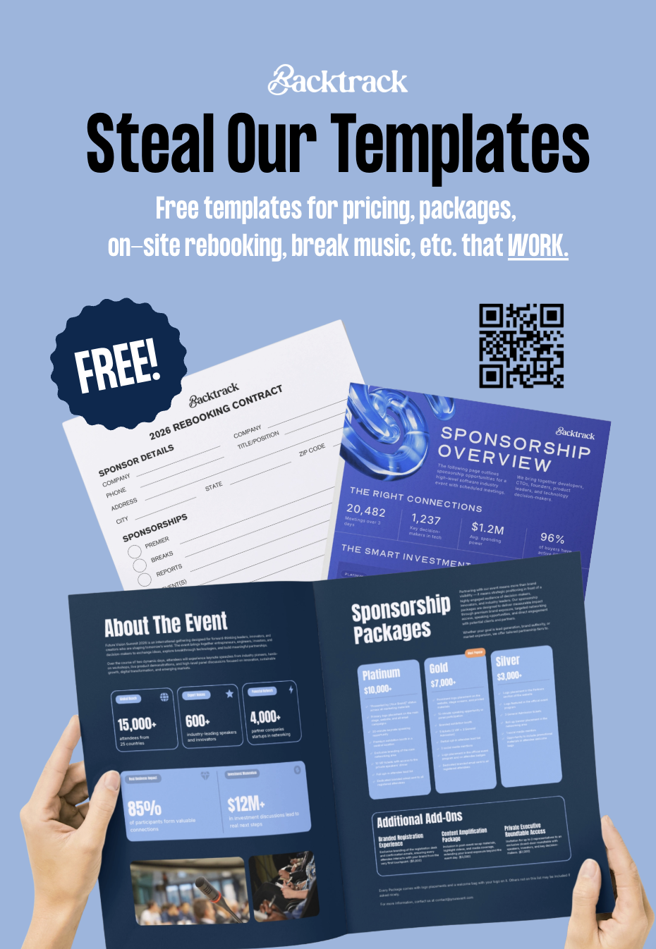 Event organizer templates collection — rebooking contracts, sponsorship decks, one-pagers