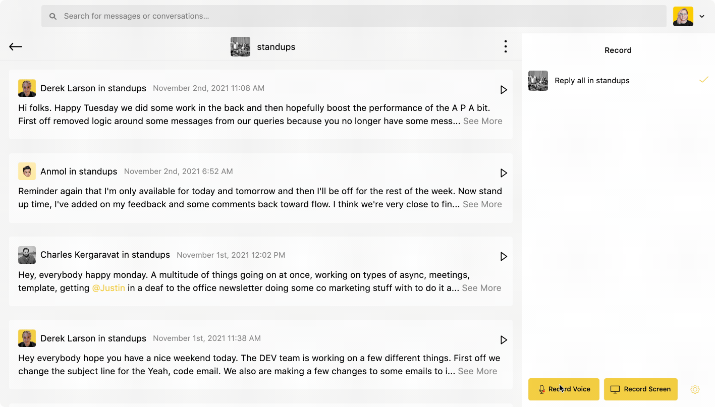 Yac example on creating a message.