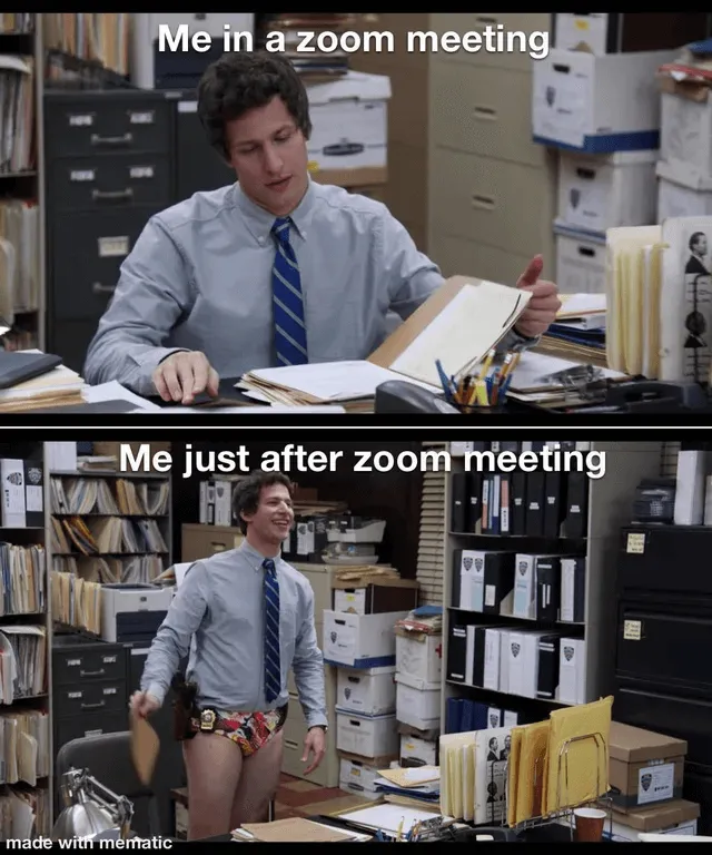 No pants Zoom meme