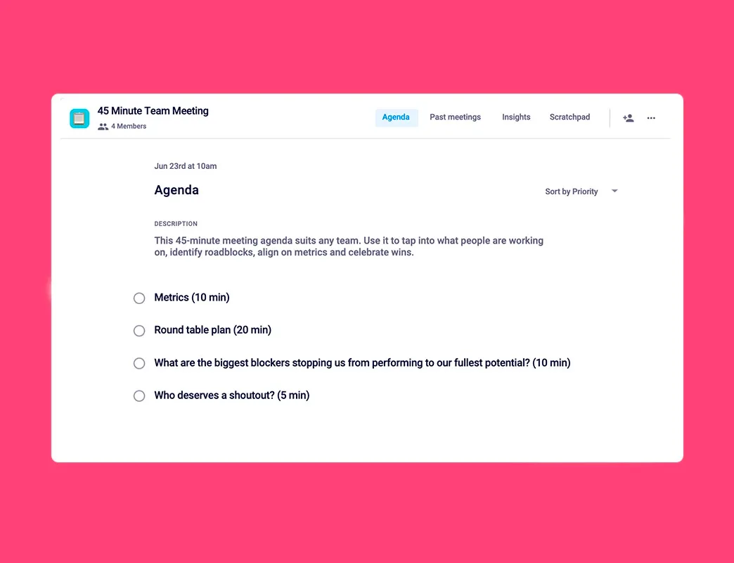 Meeting agenda sample