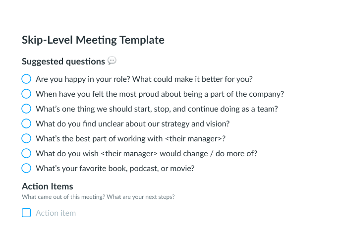Skip-level meeting template