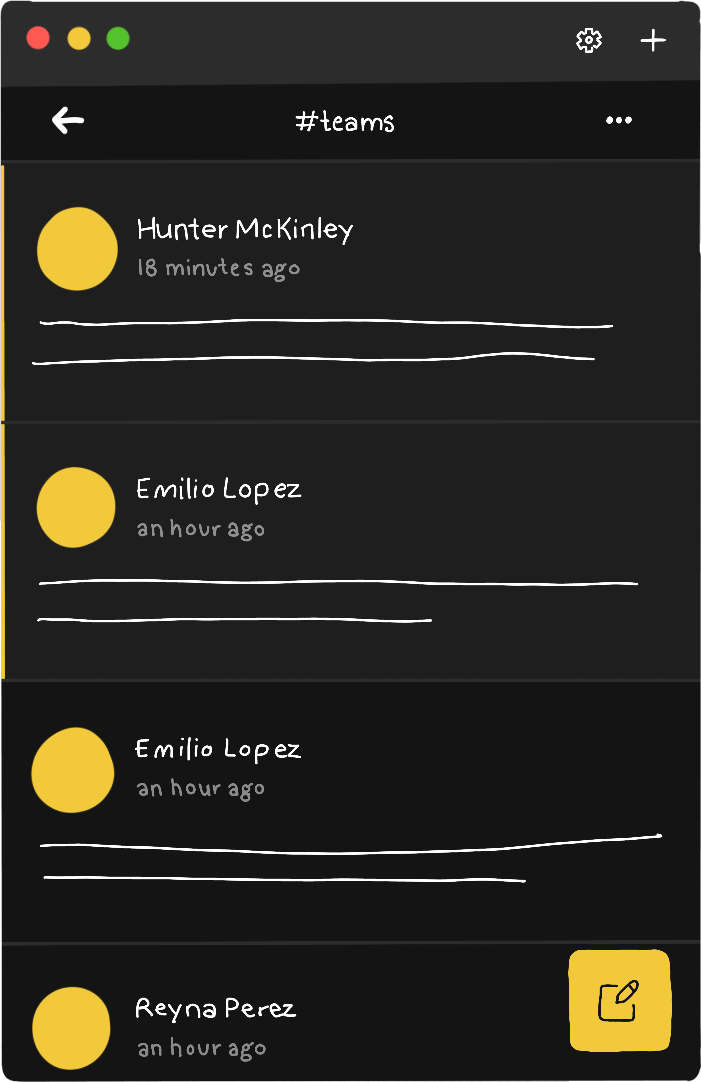 Inside of a Yac group channel inbox with a couple of voice messages being shown from three teammates