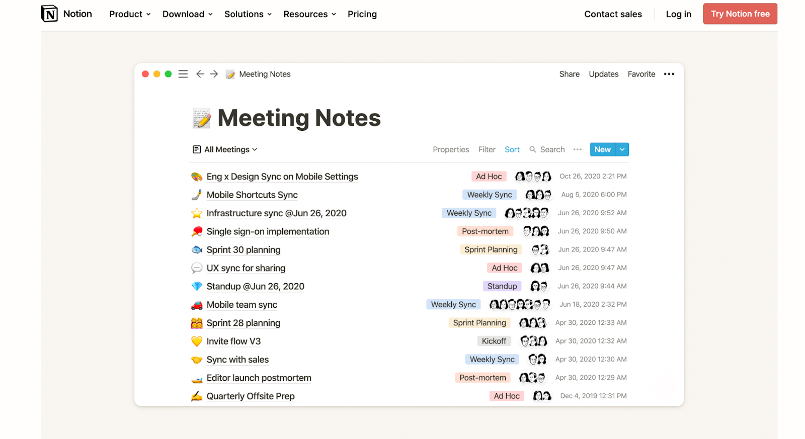 Organize data in Notion