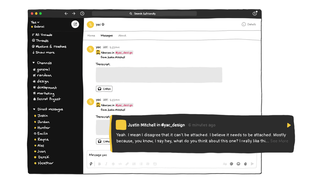 Slack dashboard example