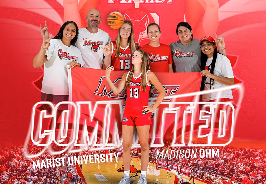 Youth sports team celebrating commitment announcement