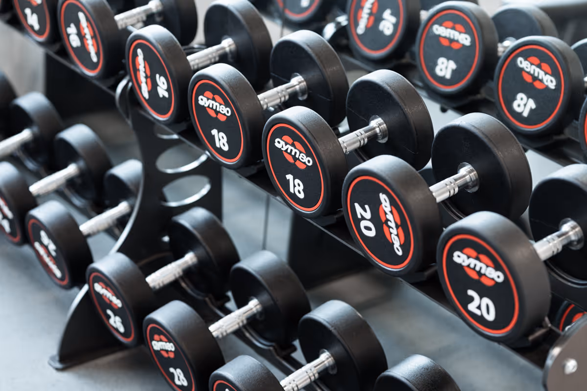 Kurzhantel Gewichte aufgereiht