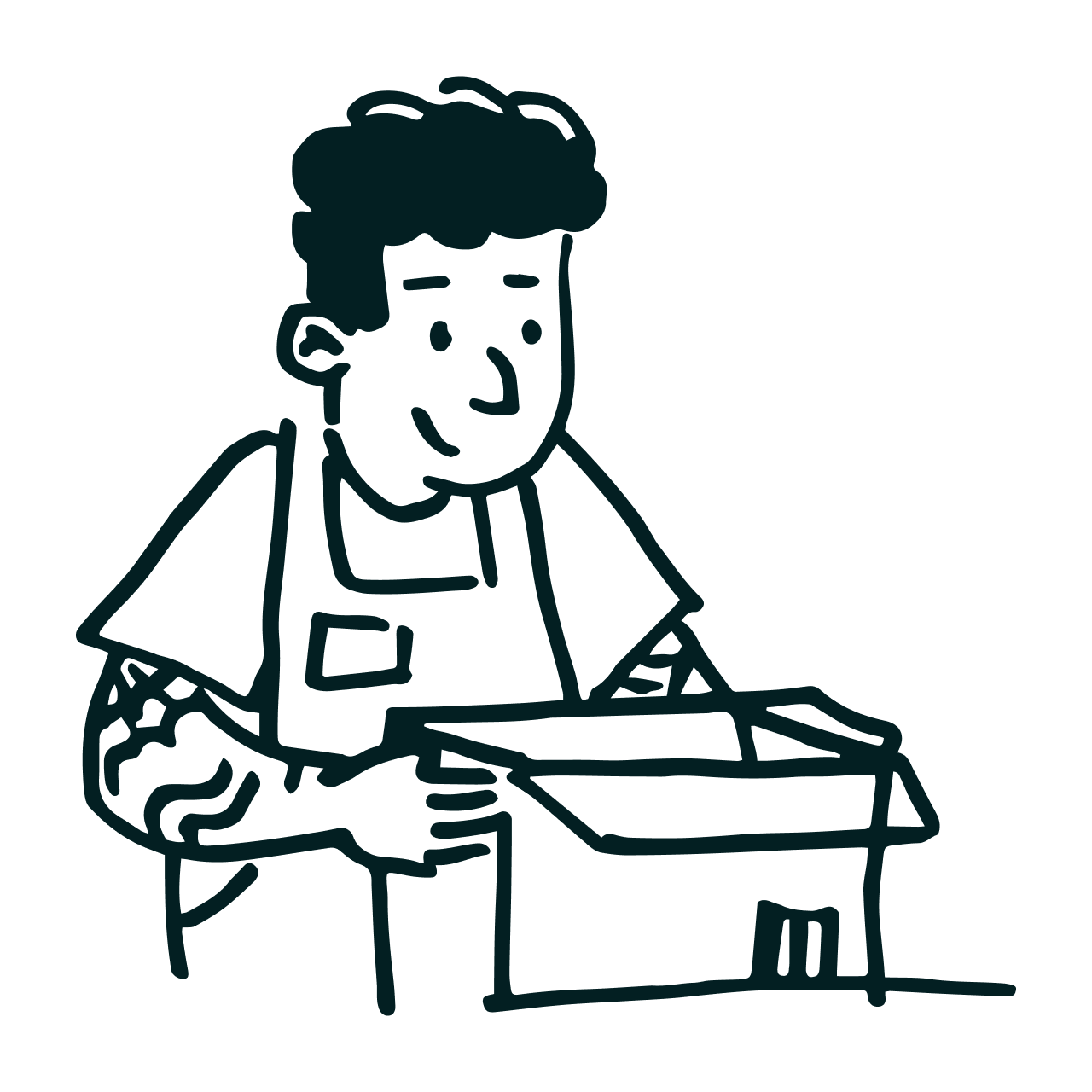 illustration of person packaging a box