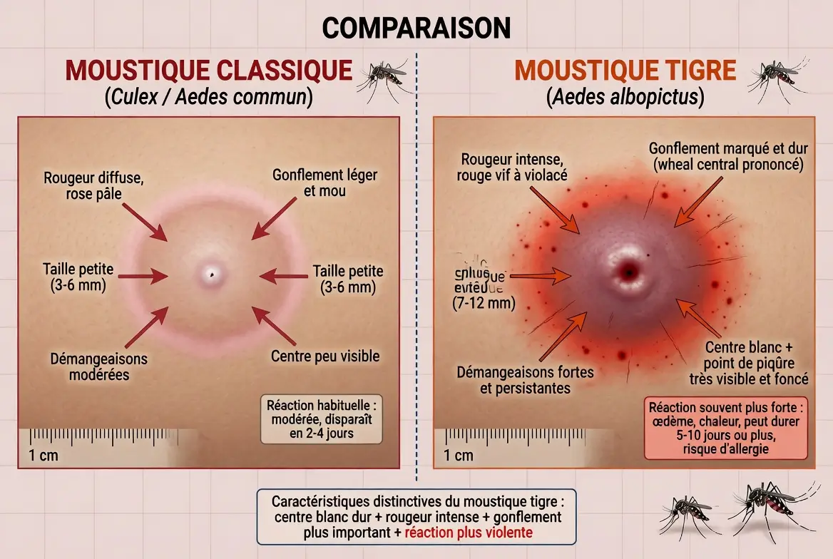 différence entre une piqure de moustique tigre et moustique culex