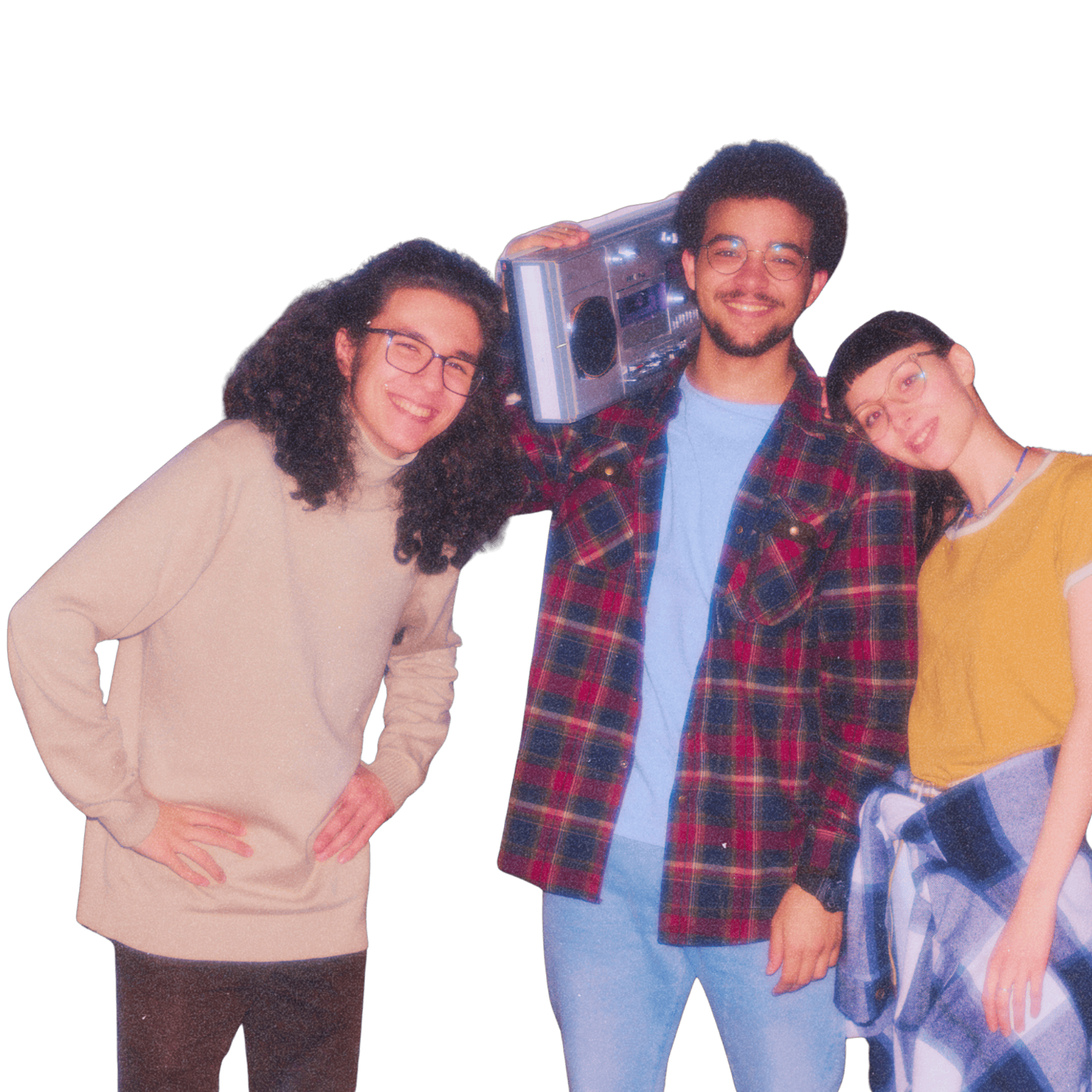 A smiling family with a woman carrying a young boy on her shoulders, holding hands with a girl, and a man standing beside them.