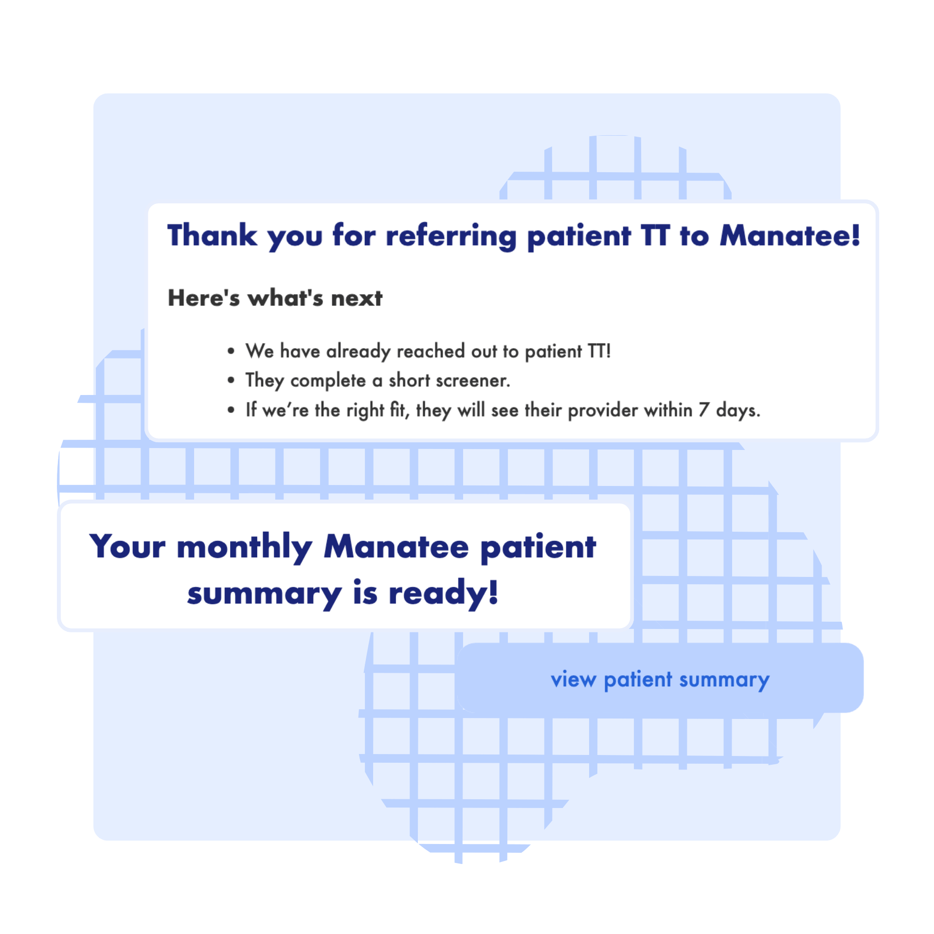 Dashboard screen on laptop showing patient's family goals, weekly survey responses, and top goals and rewards accomplished with progress bars.