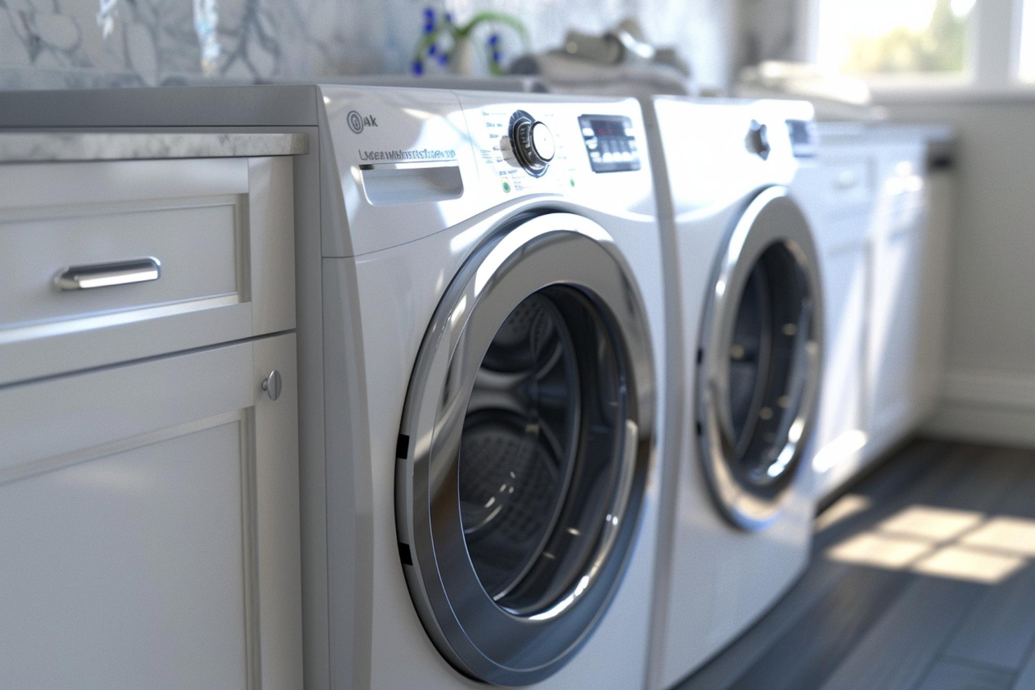 Modern laundry room with front load washer and dryer
