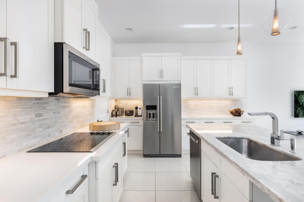 Bright Chino Hills kitchen with refrigerator and modern appliances