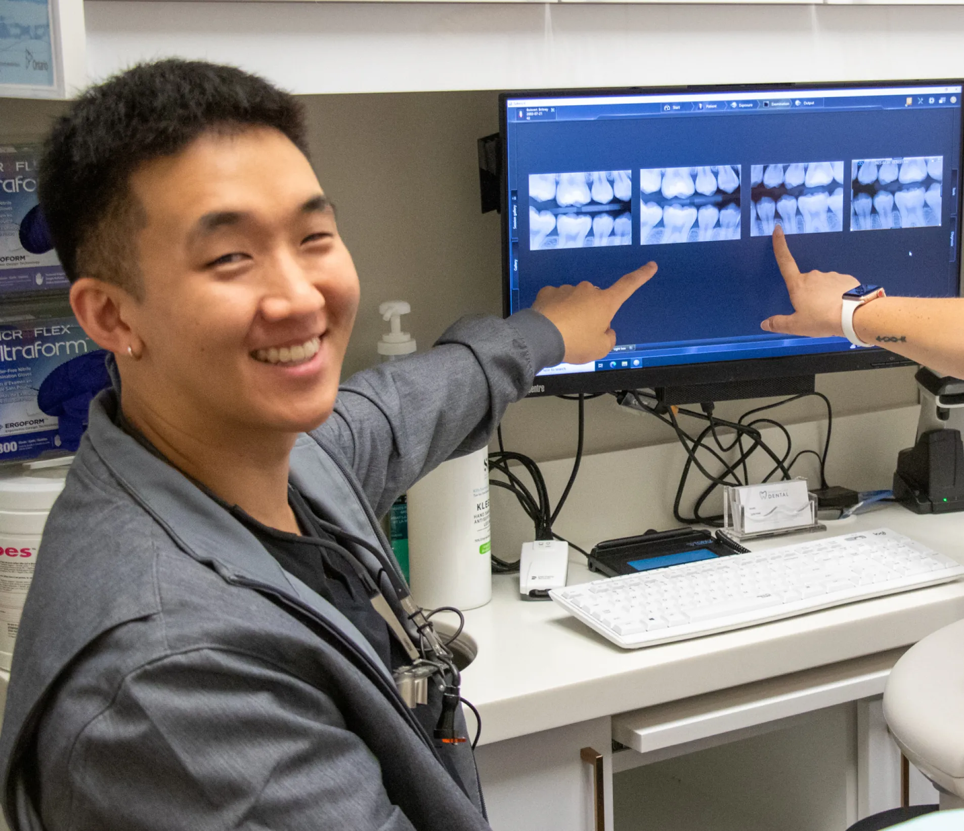 Dr. Yoon looking at a X-Ray image