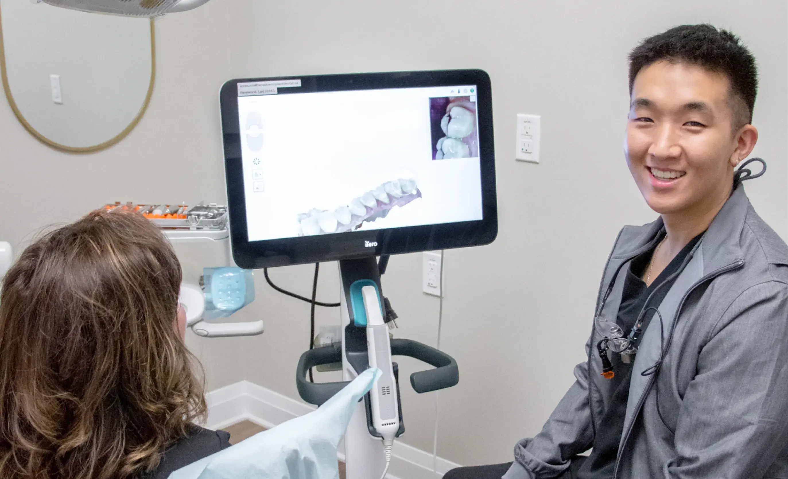 Dr. Yoon showing 3d imaging to patient