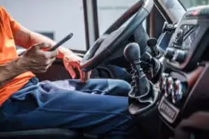 trucker using phone