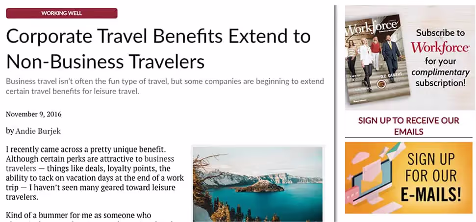 Corporate Travel Benefits Extend to Non-Business Travelers