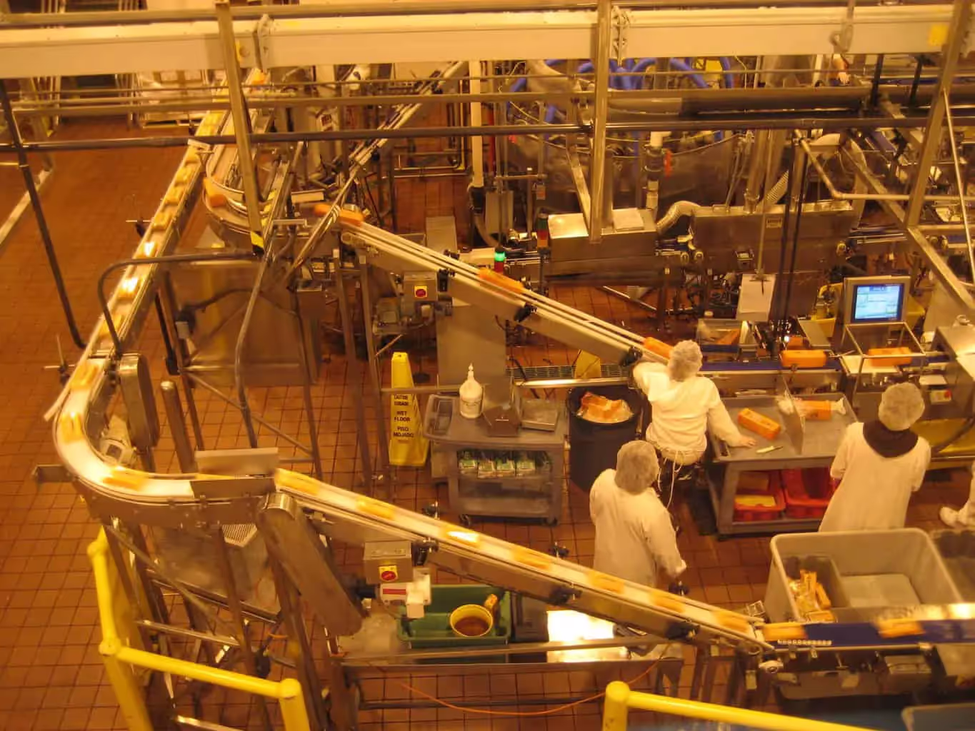 Cheese being made at the Tillamook Cheese Factory