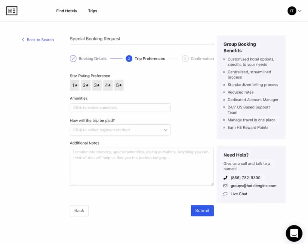 Engine group booking platform