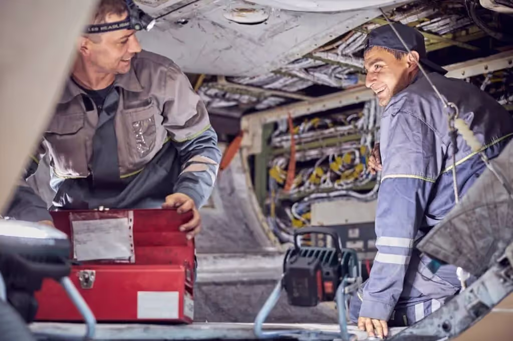 Aviation professionals talking
