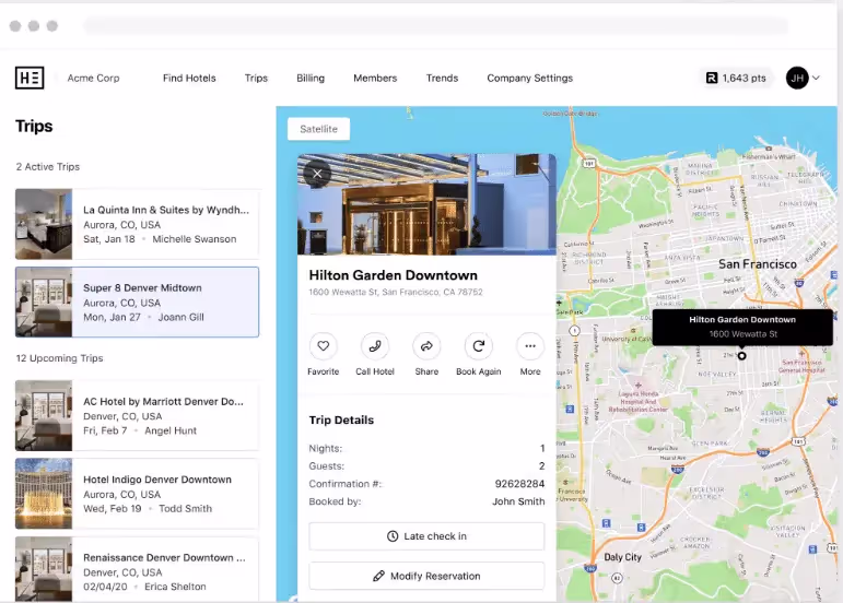 Engine travel management software platform