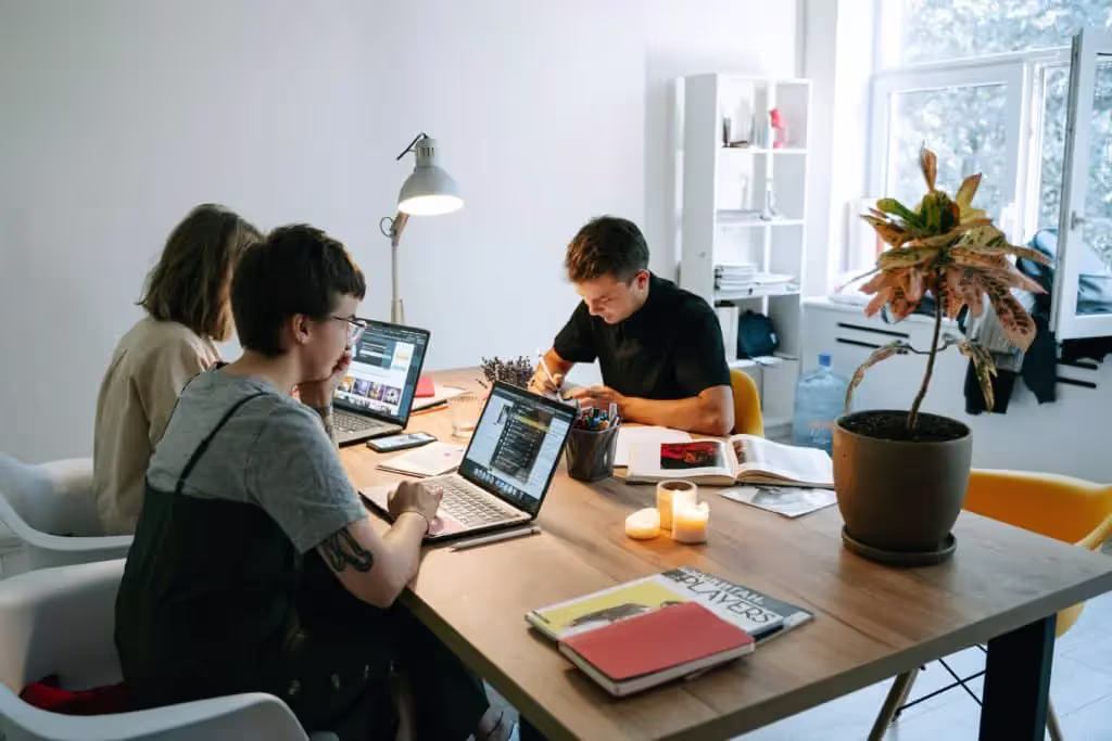 Group in coworking space