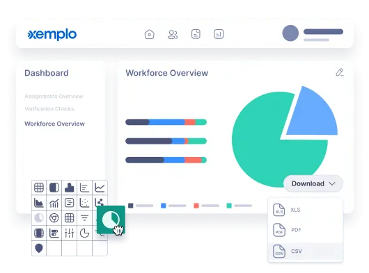 Smiling woman with glasses typing on a laptop with a payroll approval interface showing options to reject or approve.