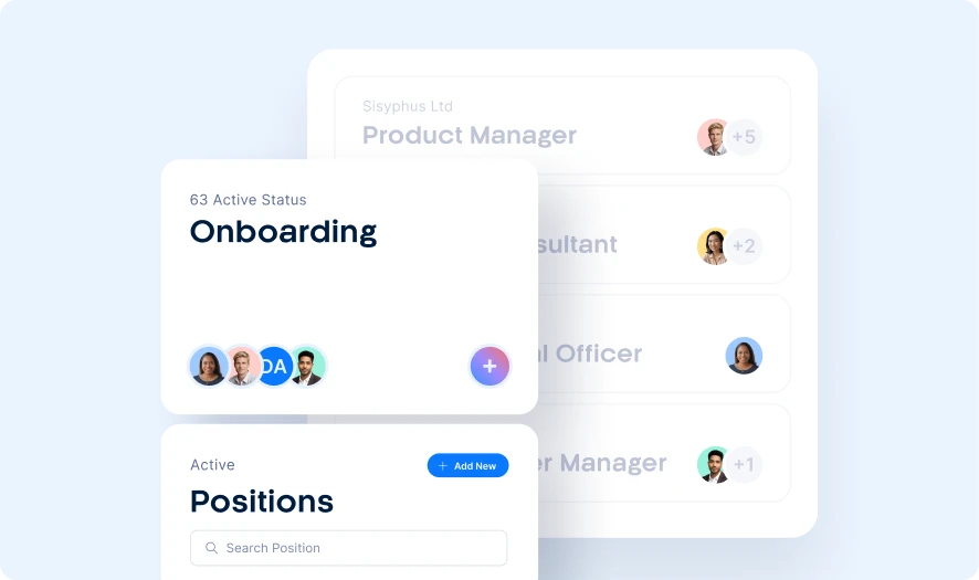 Xemplo contractor onboarding workflow showing positions and onboarding status