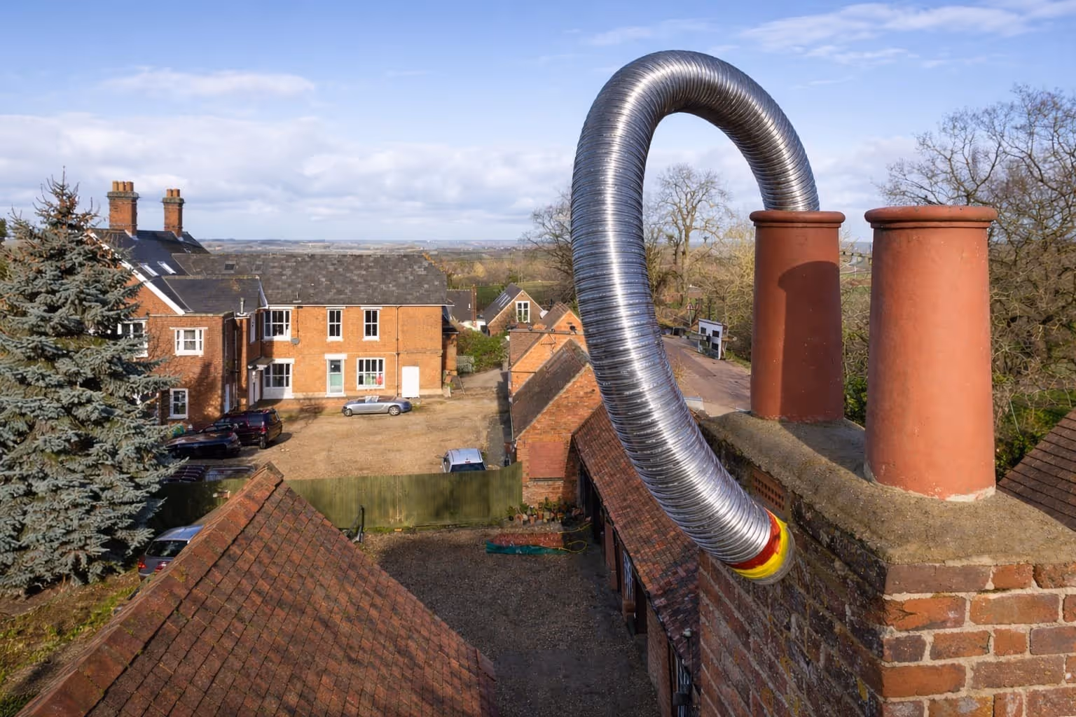 installing a flue for chimney 