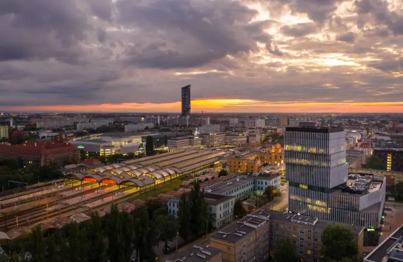 Panorama miasta Wrocław z lotu ptaka