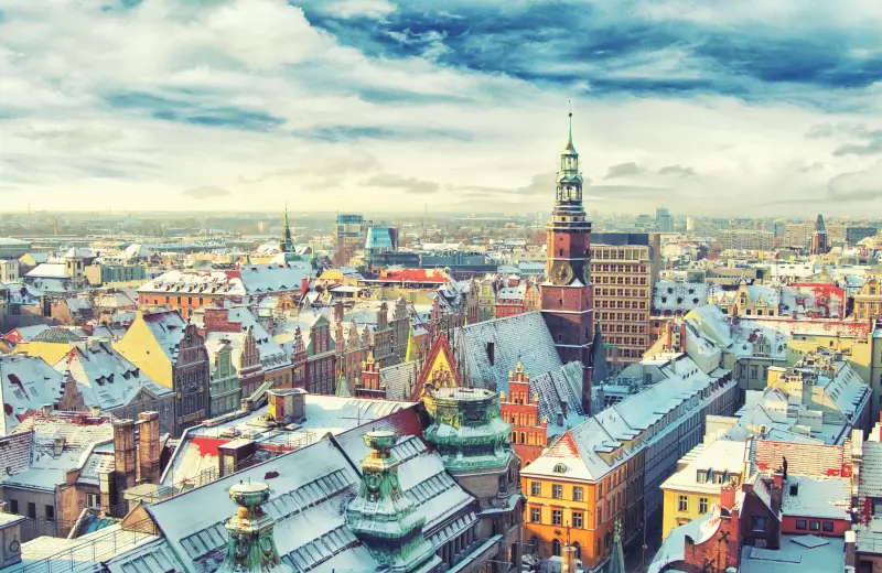 Panorama miasta Wrocław z lotu ptaka