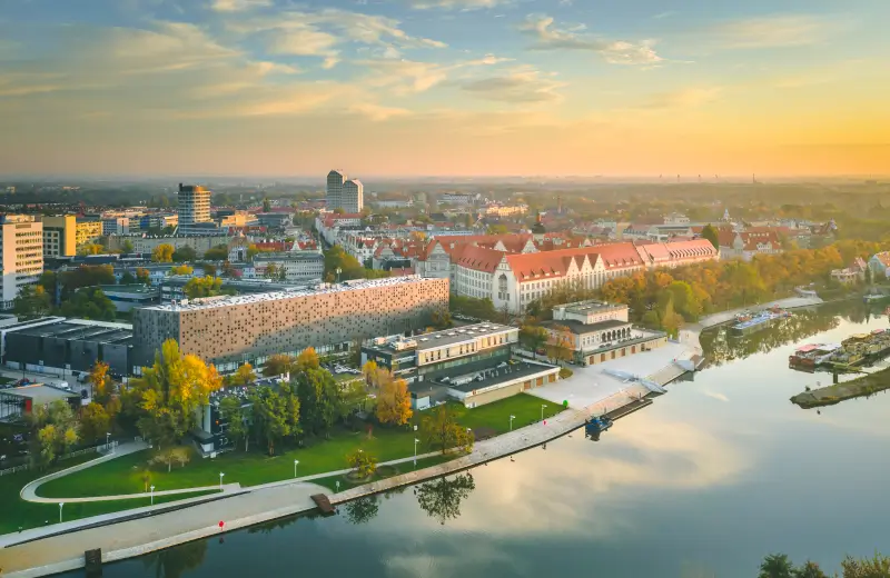 Panorama miasta Wrocław z lotu ptaka
