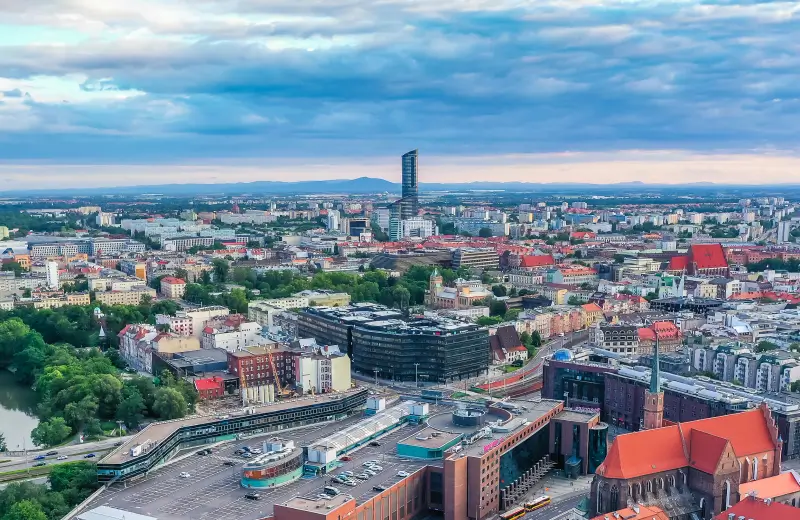 Panorama miasta Wrocław z lotu ptaka
