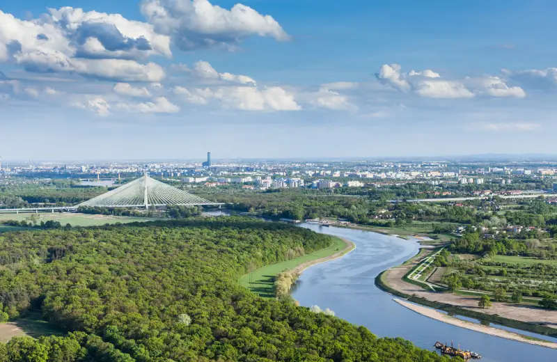 Panorama miasta Wrocław z lotu ptaka