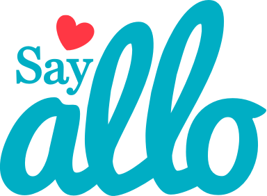 Say Allo Logo with a red heart above the logo