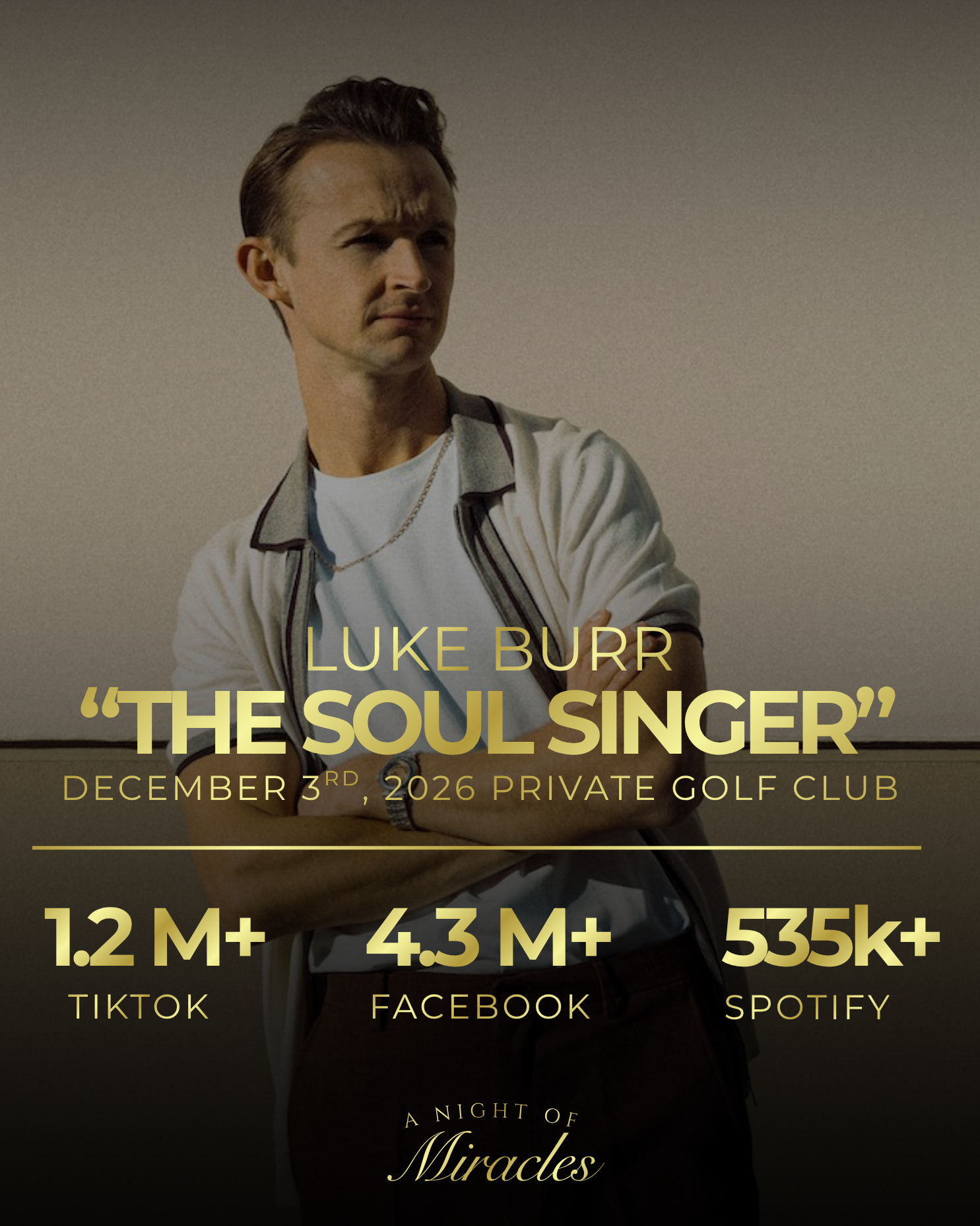 Luke Burr — dinner performer at A Night of Miracles