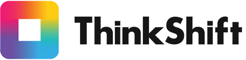 ThinkShift logo with a colorful square gradient icon to the left of the text.