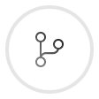 Icon of three connected dots forming a network or connection symbol in a circle.