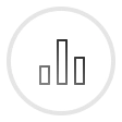Icon of a bar chart with three vertical bars of varying heights inside a circular gray background.