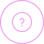 Pink circular icon with a question mark inside a smaller circle at the center.