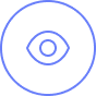 Blue outlined eye inside two concentric circles representing visibility or view icon.