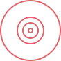 Icon of a bullseye target with concentric circles in red.