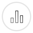 Three vertical bars of varying heights representing a bar chart icon within a circular border.