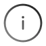 Black information icon with a lowercase letter i inside a circle.