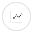Line graph icon with three connected data points on a circular background.