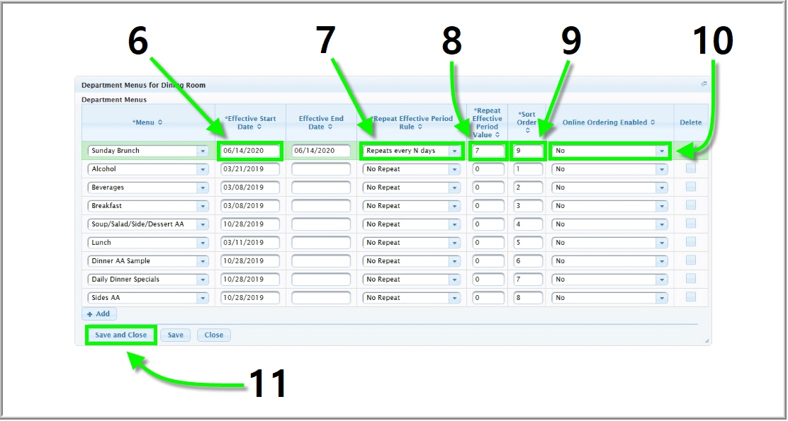 senior living rotating menu