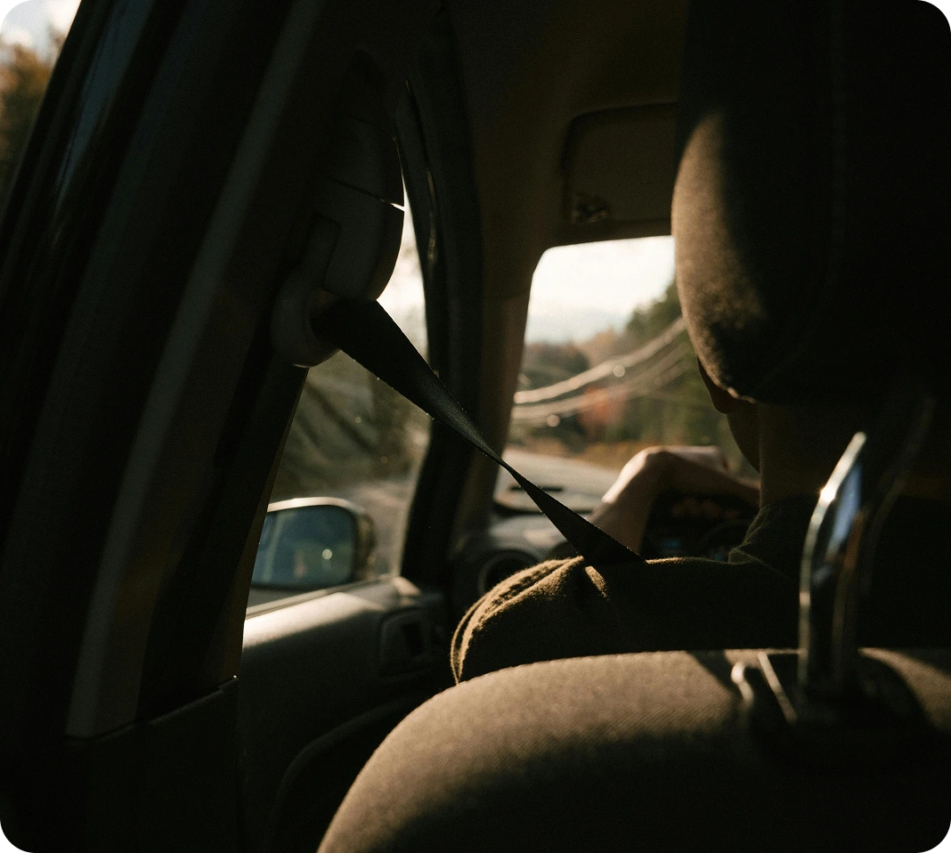 Intérieur d'un taxi pendant une course