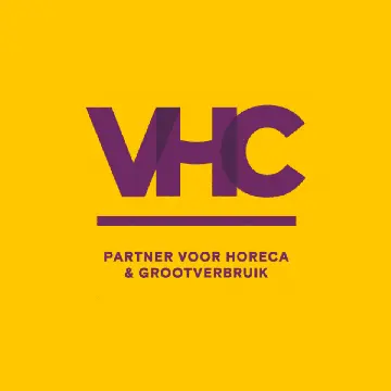 VHC-logo met de tekst 'Partner voor horeca & grootverbruik' onderstreept op gele achtergrond.