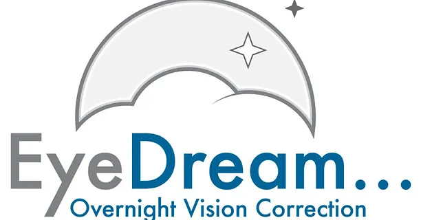EyeDream Overnight Vision Correction logo featuring a moon and cloud design with stars.