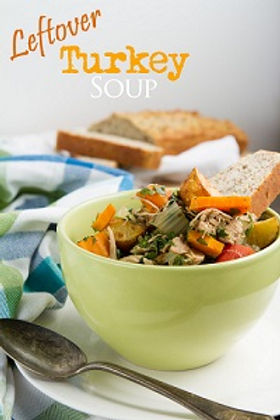 Turkey Soup in a Green Bowl