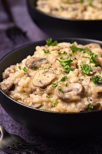 Creamy Mushroom, Spinach & Walnut Vegan “Risotto”